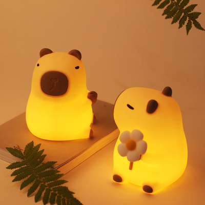Kleine Silikon Capybara Nachtlicht Kinder Nachtlicht Geschenk USB wiederaufladbare Tier Silikon Nachtlampe