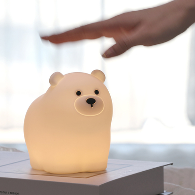 Muid kleine weiße Bärin Patting Lampe Silikon Kinder Weiches Baby Licht Schlaf Schlafzimmer Berührung Nachtlicht