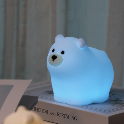 Muid kleine weiße Bärin Patting Lampe Silikon Kinder Weiches Baby Licht Schlaf Schlafzimmer Berührung Nachtlicht