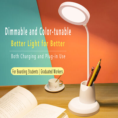 Moderner einfacher Stifthalter Schreibtischlampe LED Wiederaufladbar Plug-in Augenschutz Studienlampe College Wohnheim Leselampe Touch