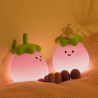 Gemüse Kleine Auberginen Silikonlampen USB Wiederaufladbares Schlafzimmer Schlafstuhl Pat Nachtlichter für Geschenke