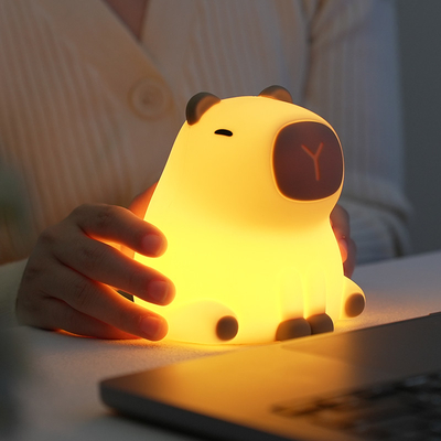 Neue Cute Capybara Silikon Nachtlicht USB Wiederaufladbare Led Pat Lamp Timing Dimming Dekorativ Tisch Schlaf Nachtlampe